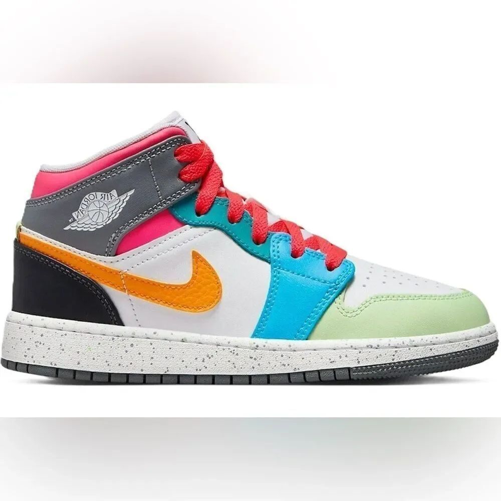 Nike Air Jordan 1 Mid Multi-Color Sneaker Sz 5.5